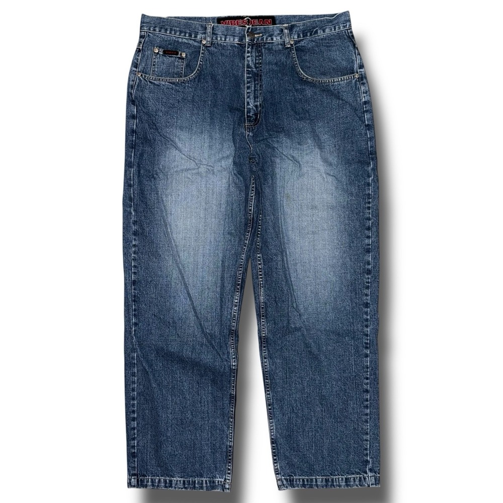 Vintage VIBES JEAN Men 38x32 Denim Y2K Baggy‎ Loose Relaxed Fit Wide Leg